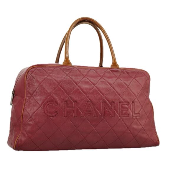 CHANEL Matelasse Boston Bag Caviar Skin Red CC - Picture 1 of 16